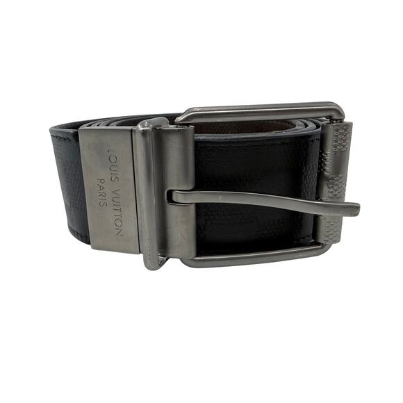 Louis Vuitton Men’s Reversible Belt Silver Swivel Buckle Black / Brown 110/44